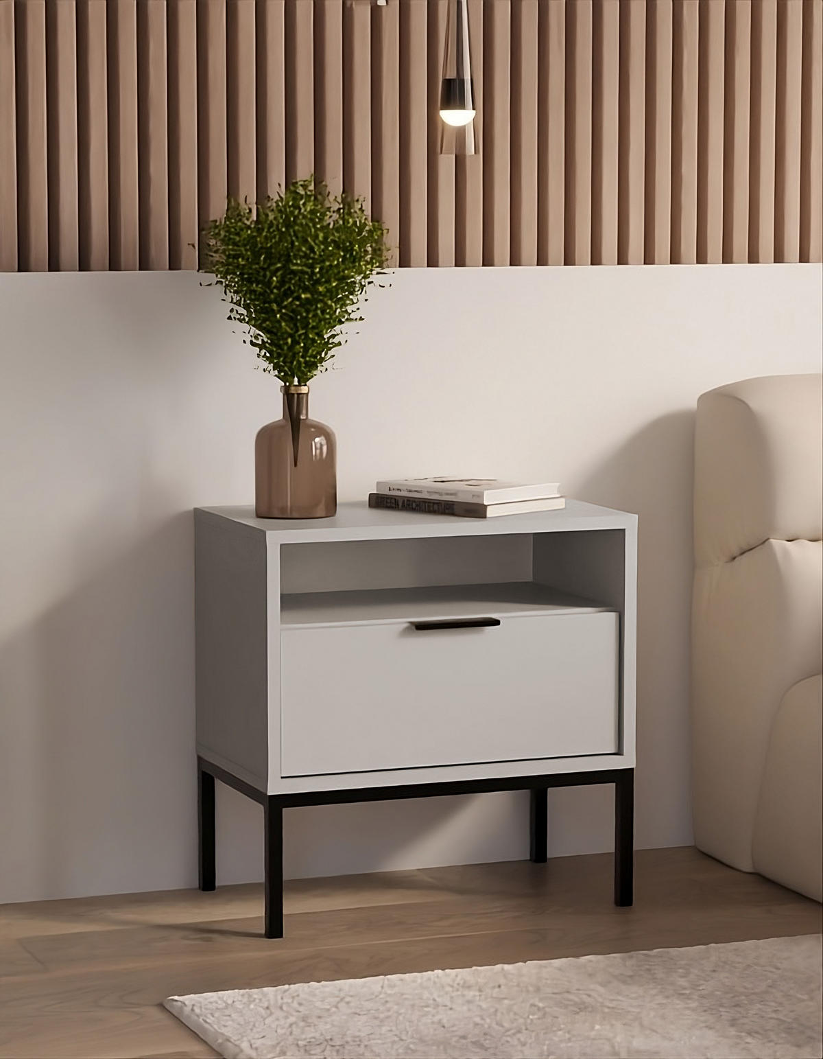 NACHTSCHRANK Austin 33/56,4/55 cm - Beige/Schwarz, Holzwerkstoff (33/56/55cm) - Kocot Kids