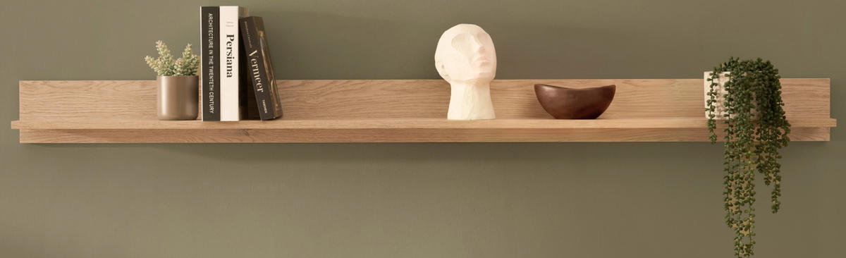 WANDBOARD Eiche, Wandregal 195 cm - Kaschmir/Eichefarben, Holzwerkstoff (195/15/17cm) - Furn.Design