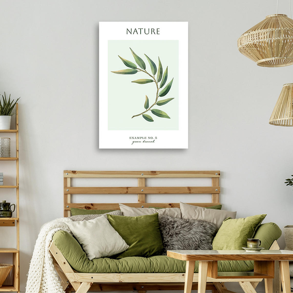 WANDBILD grüner zweig natur - Grün, Textil (40/60cm) - Feeby