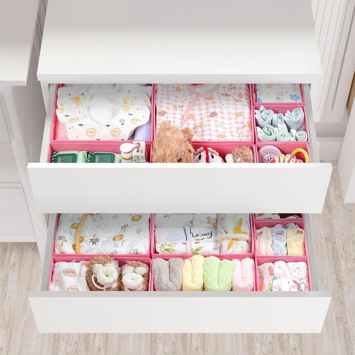 SCHUBLADEN Organizer 14-teiliges Set Rosa - Rosa, Textil (28/12/28cm)