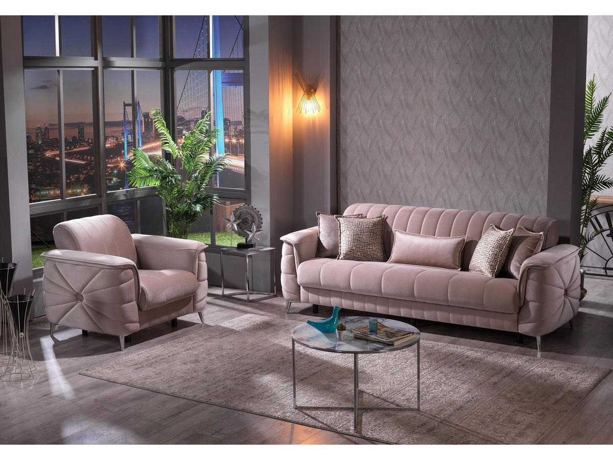 SITZGARNITUR Osorno, Beige Stellvariante 2+1 - Beige, Holzwerkstoff/Kunststoff (170/80/100cm)