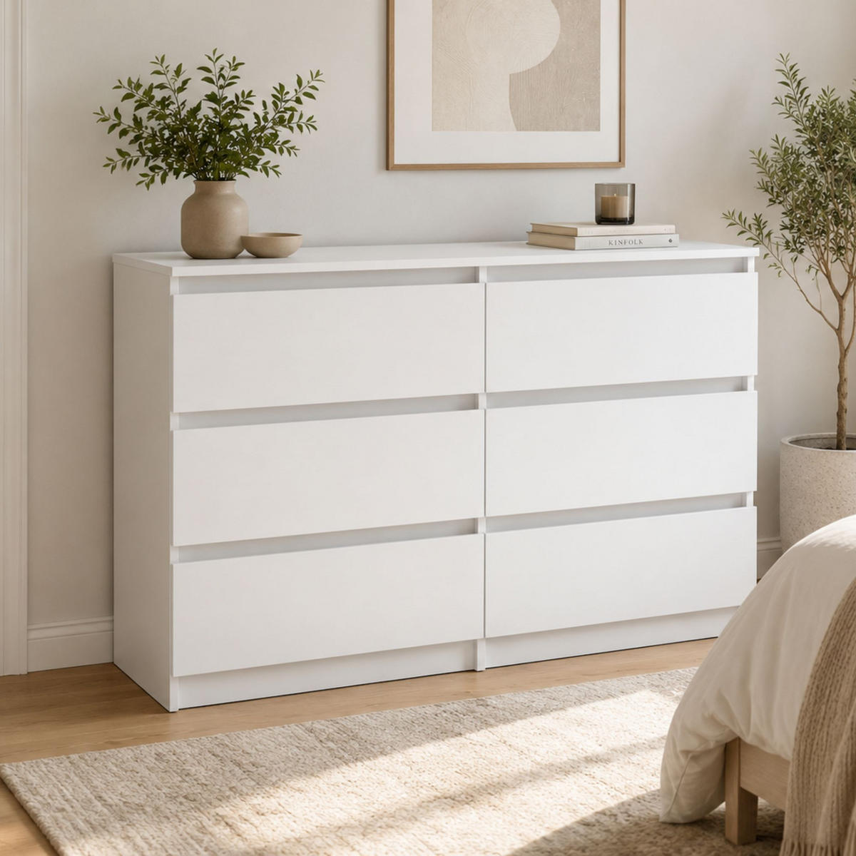 KOMMODE mit fünf Schubladen in Weiß - Weiß, Holzwerkstoff (120/77/40cm) - Home Collective