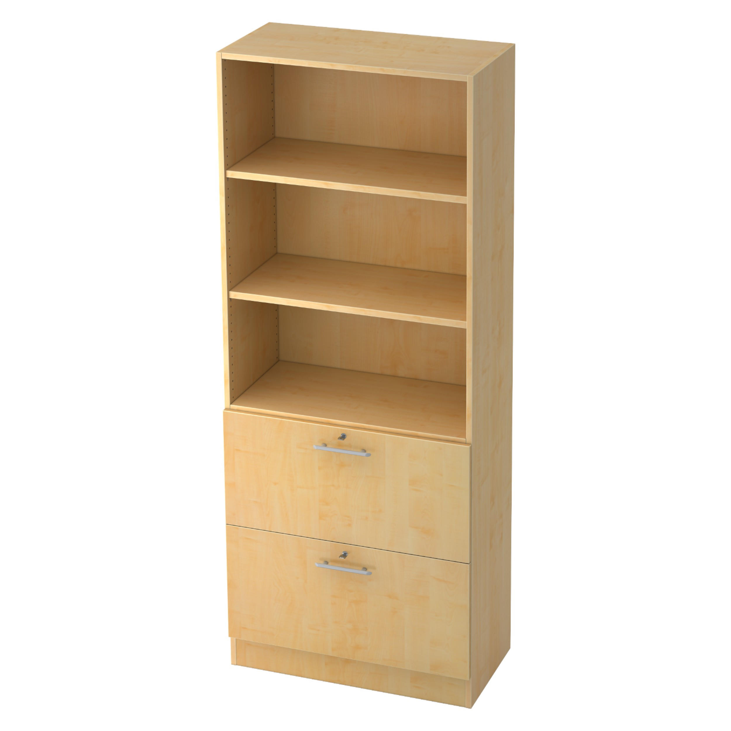 HÄNGEREGISTER Kombi - 2 Schübe 42/80/200,4 cm in Ahornfarben Relinggriff (Kunststoff) - Ahornfarben, Holzwerkstoff (80/200.4/42cm) - bümö