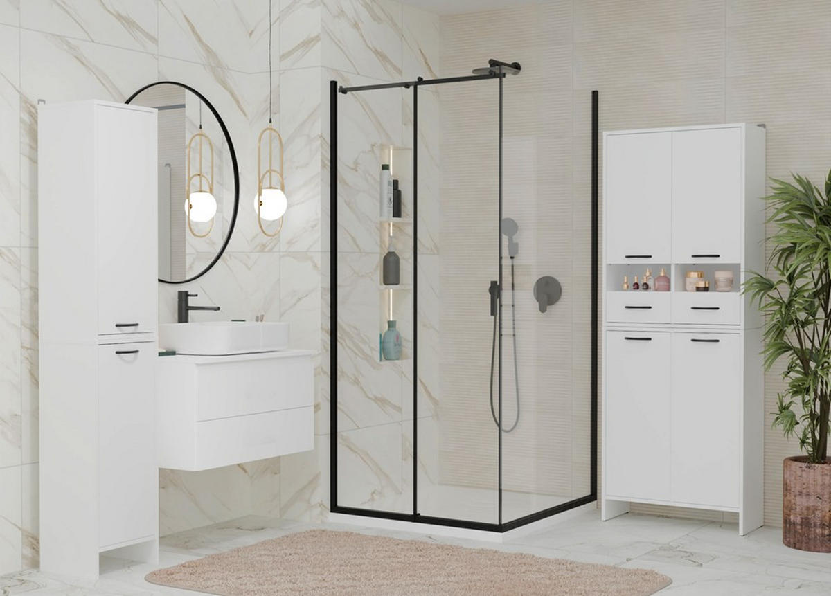 BADEZIMMERSCHRANK NINA 1D Weiß 35 x 90 x 30 cm - Weiß, Holzwerkstoff (35/90/30cm)