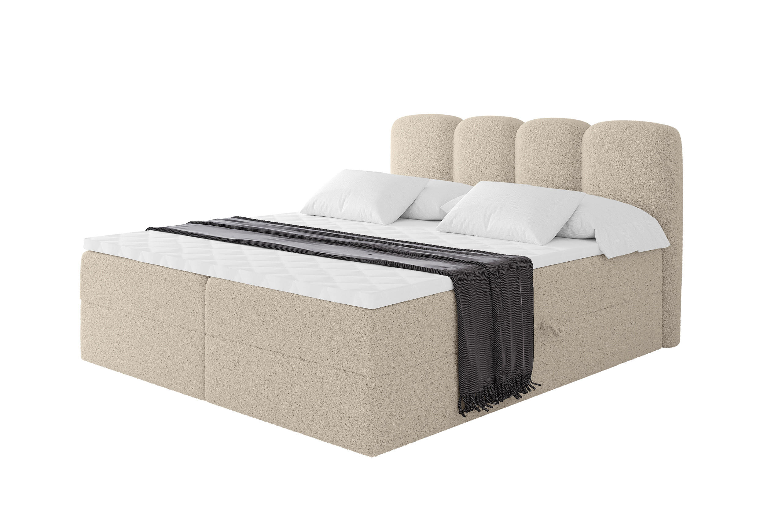 BOXBETT mit Matratze H4 - NINA - 160x200 cm Dunkelbeige - Baltimorefarben, Holzwerkstoff (160/200cm) - ALTDECOR
