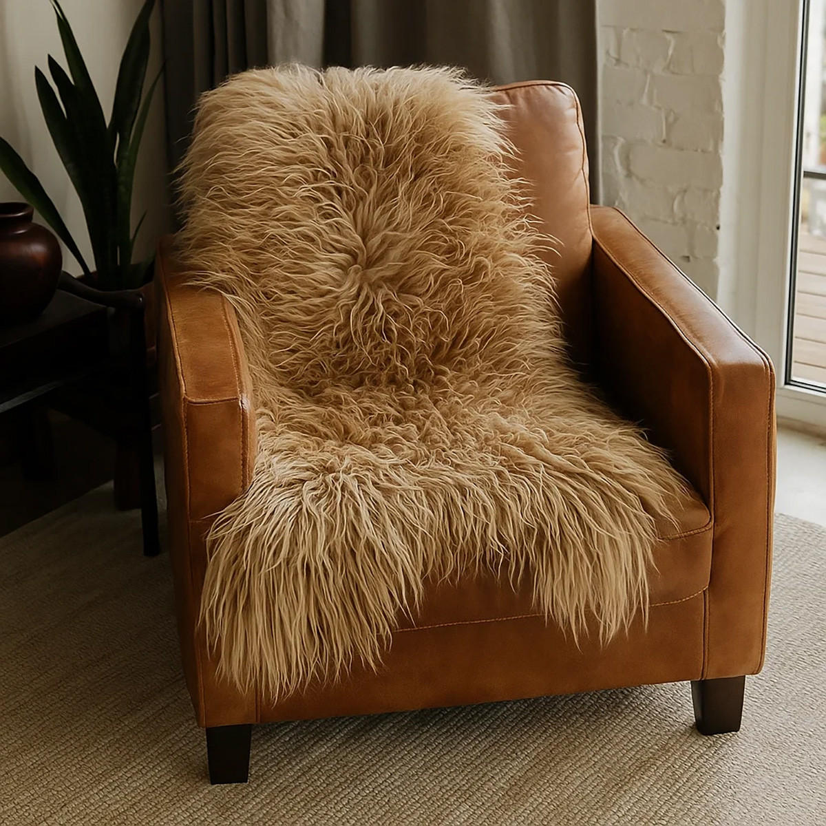 SCHAFFELL Island Lammfell lockig ca. 110 cm Naturfarben - Braun, Fell (60/110cm) - Provellus