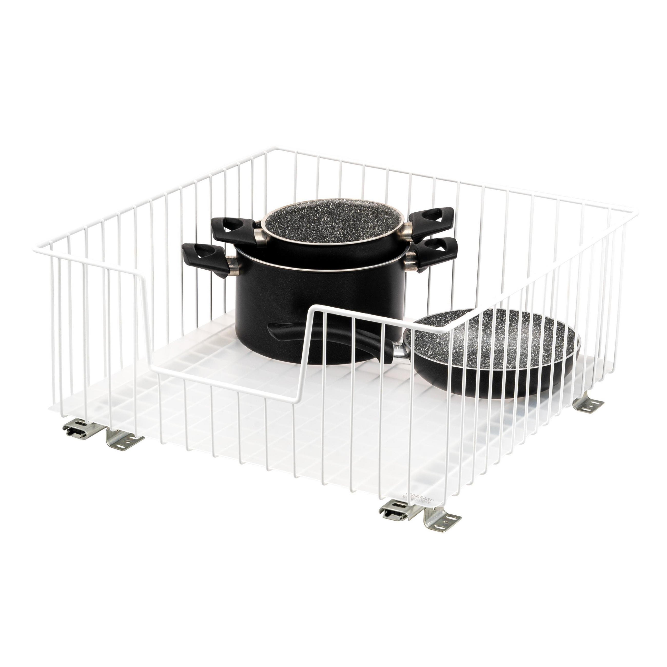 SCHRANK-KORBAUSZUG, weiß, Metall - Weiß, Metall (50/23/50.5cm) - bremermann