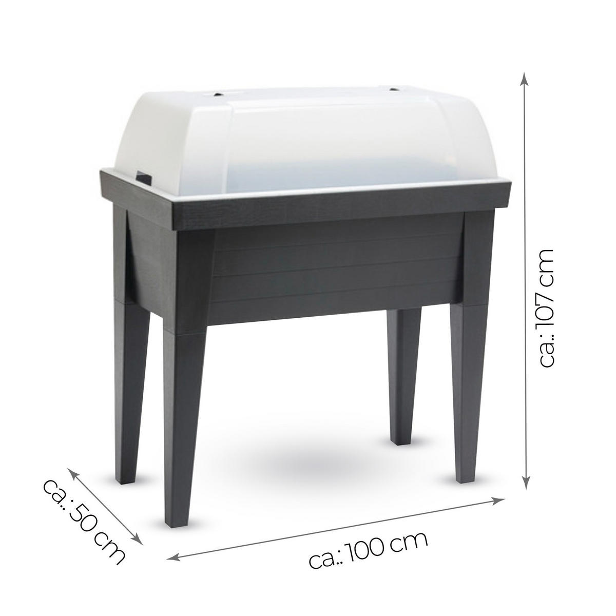 HOCHBEET Kräuterbeet mit Haube 100x50x107cm - Anthrazit, Kunststoff (50/107/100cm) - Bestlivings