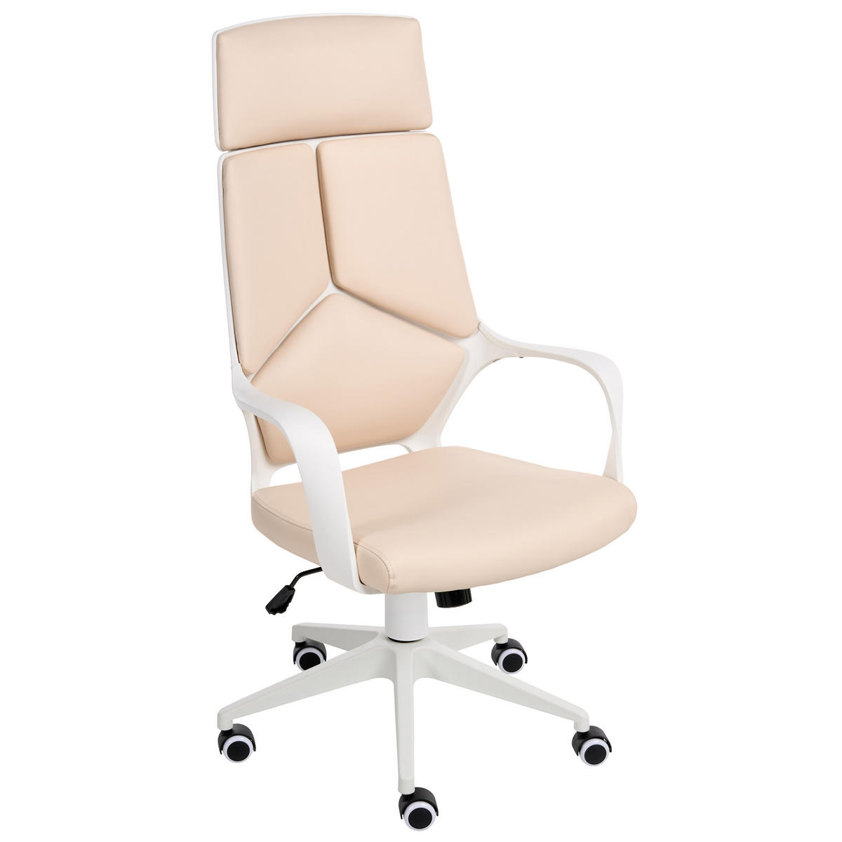 BÜROSTUHL Hellbeige Delight - Beige/Weiß, Kunststoff (64/116/64cm) - Beliani