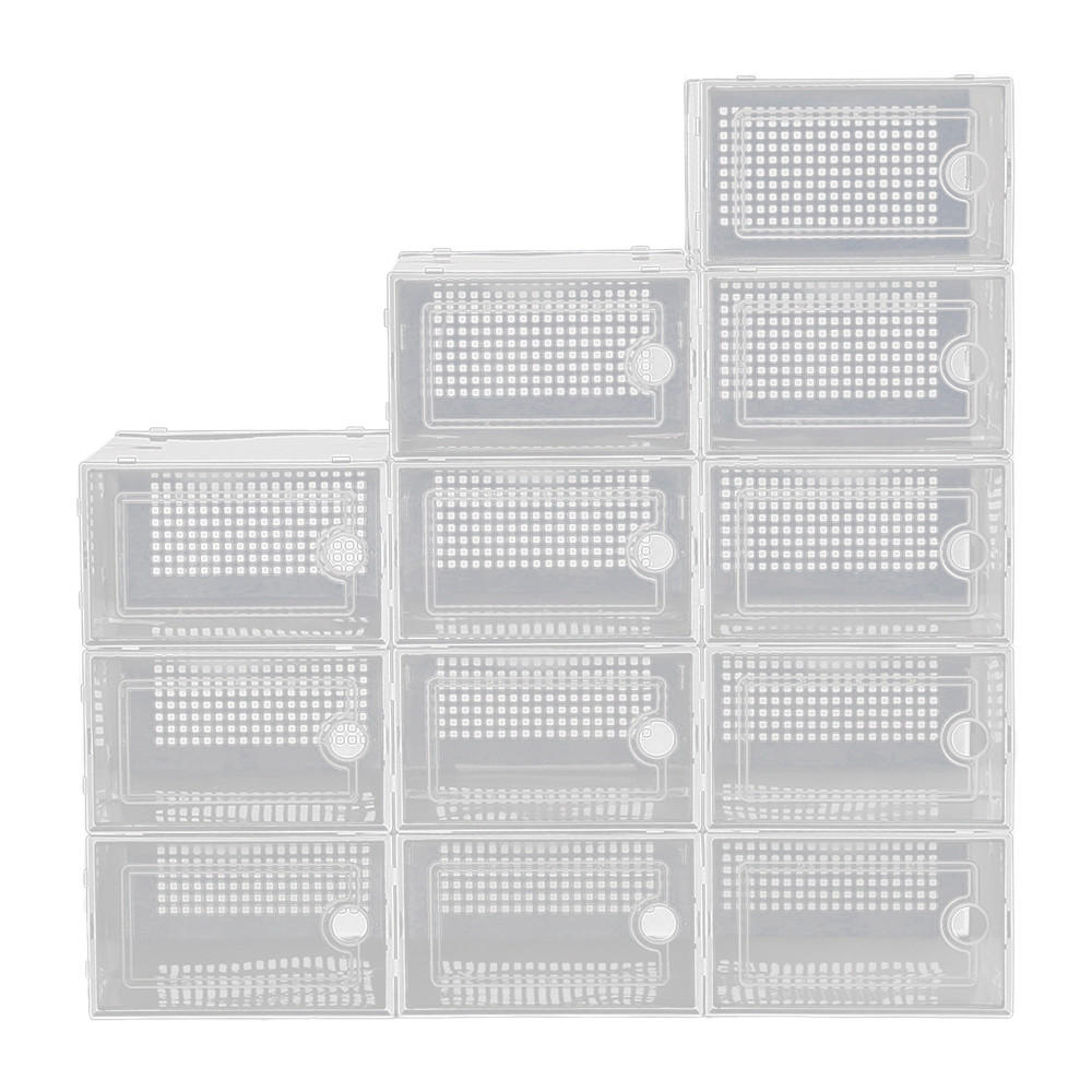 SCHUHBOXEN Kunststoff Weiß 12er-set 33x23x14cm- Einfacher doppelrahmen klappbarer mehrschichtiger Aufbewahrungsständer - Weiß, Kunststoff (23/14/33cm) - Livingandhome