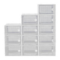 SCHUHBOXEN Kunststoff Weiß 12er-set 33x23x14cm- Einfacher doppelrahmen klappbarer mehrschichtiger Aufbewahrungsständer - Weiß, Kunststoff (23/14/33cm) - Livingandhome