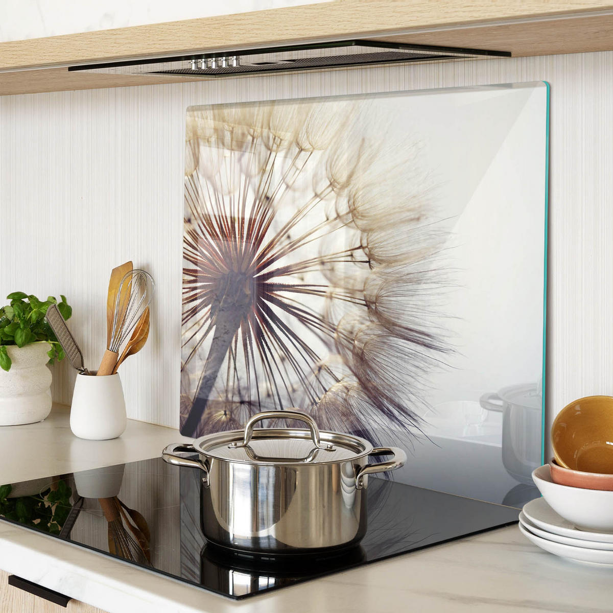 GLASPLATTE 60x52 cm Löwenzahn - Weiß, Glas (60/0.4/52cm) - TULUP