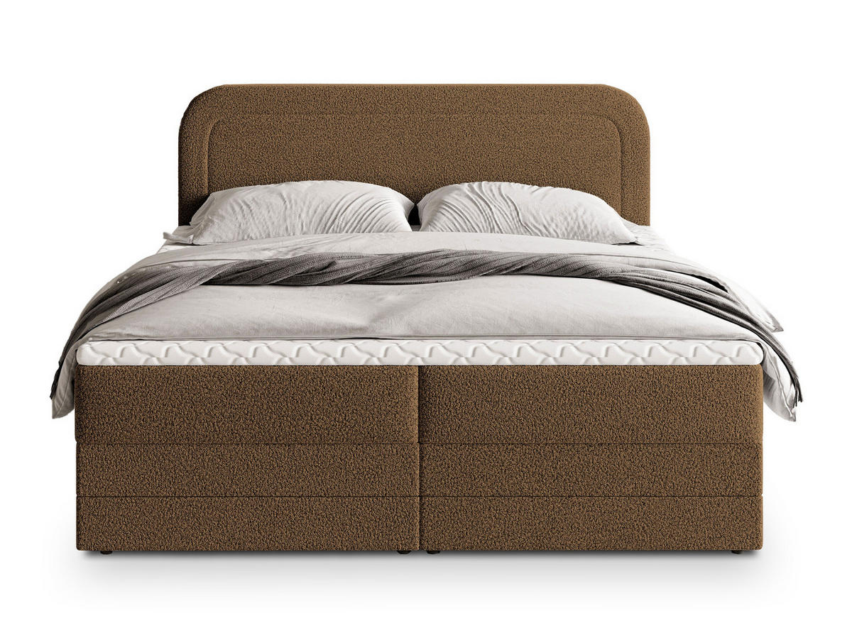 POSTEL BOXSPRING ARMEL 160x200 cm, s matrací a úložným prostorem, hnědá - hnědá, kompozitní dřevo/textil (160/200cm) - MASSENO