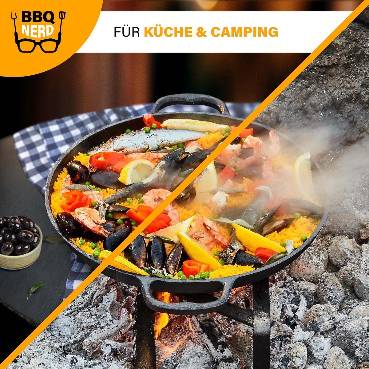 PAELLAPFANNE Gusseisen Ø36cm 6 Personen  - Schwarz, Metall (38/7/38cm) - BBQ Nerd