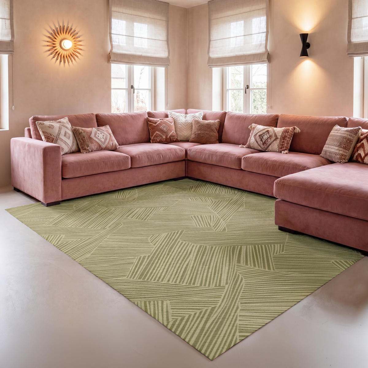 TEPPICH - Abstrakt - Modern - Grün - 150x230 cm - Olivgrün, Kunststoff/Textil (150/0.4cm) - OnlyWow