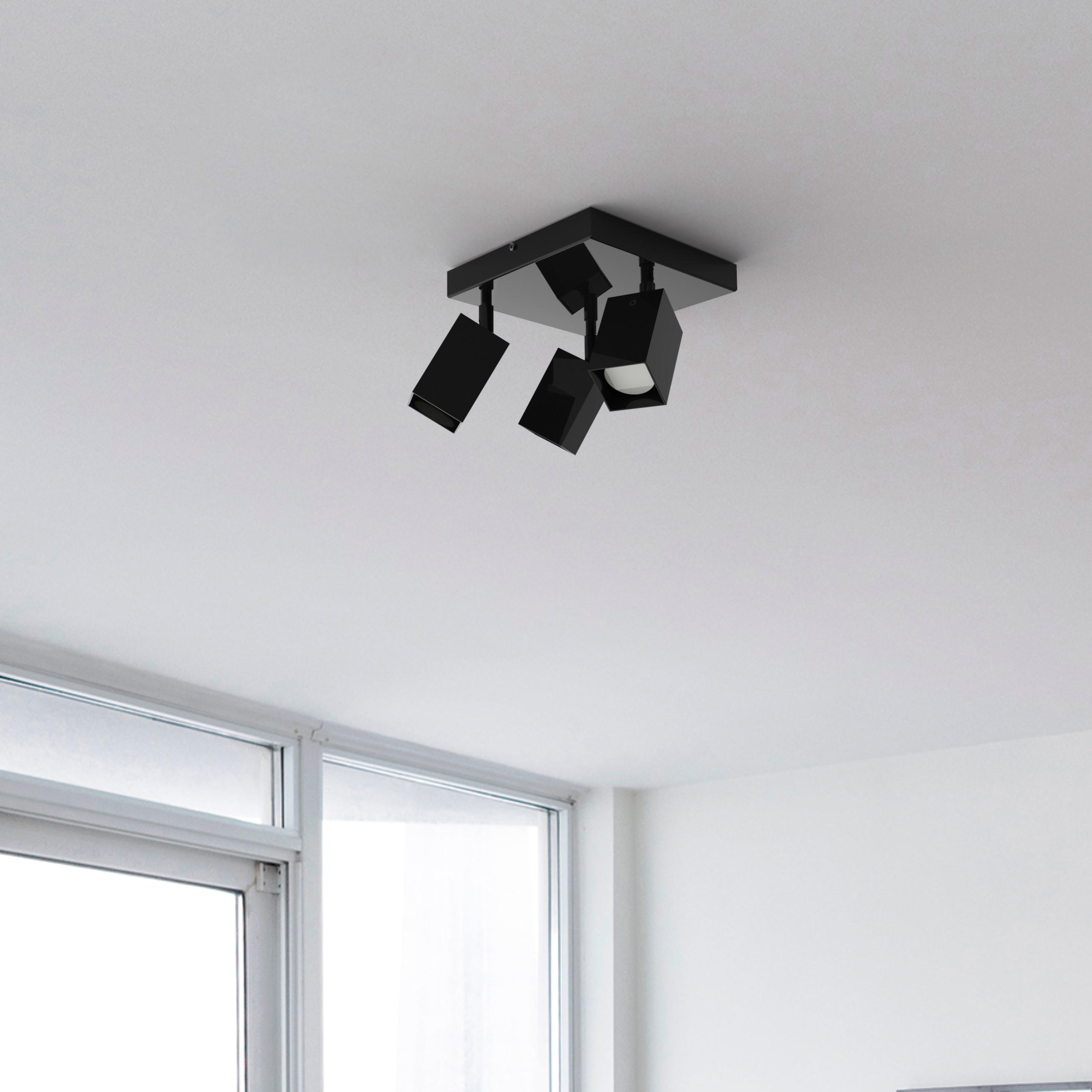 DECKENLEUCHTE - Schwarz Hochglanz, Metall (25/25/18cm) - Lumicom