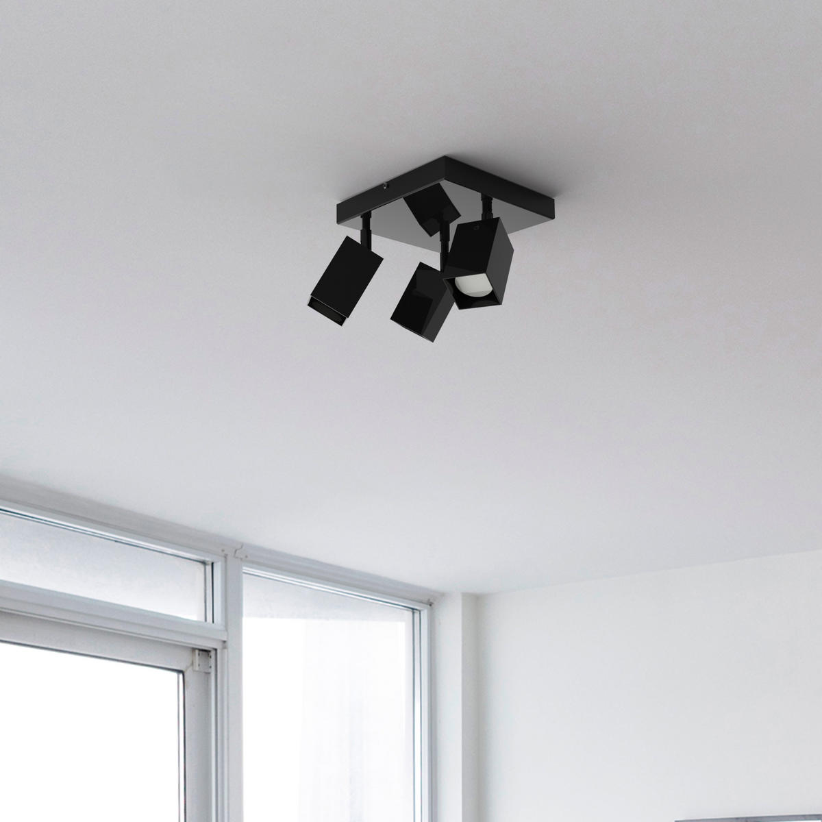 DECKENLEUCHTE - Schwarz Hochglanz, Metall (25/25/18cm) - Lumicom