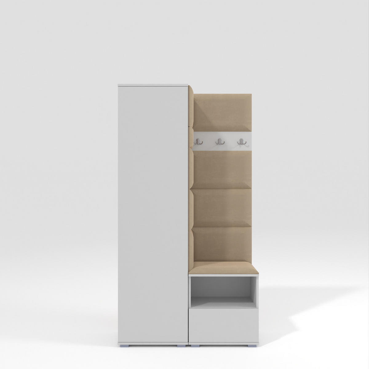 GARDEROBEN-SET Nela I mit gepolsterten Paneelen 100/187/40 - Beige/Silberfarben, Holzwerkstoff/Kunststoff (100/187/40cm)