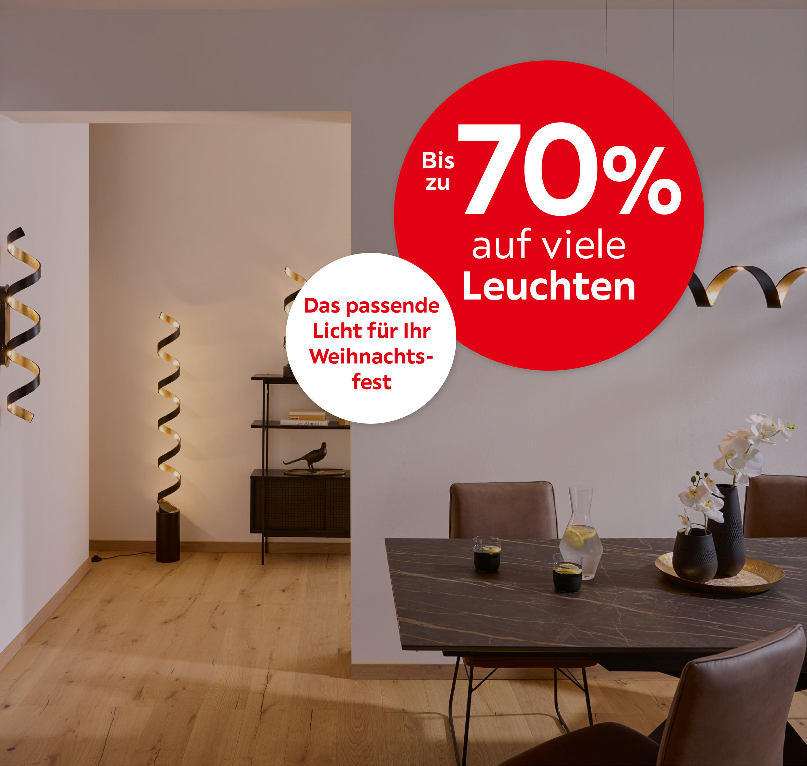 Bis zu 70% auf viele Leuchten; Das passende Licht für Ihr Weihnachtsfest