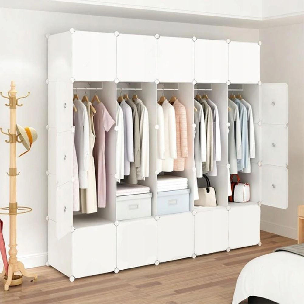 MODULARER KLEIDERSCHRANK mit 25 Modulen 183/183/47 cm - Weiß, Kunststoff (183/183/183cm) - MUVU