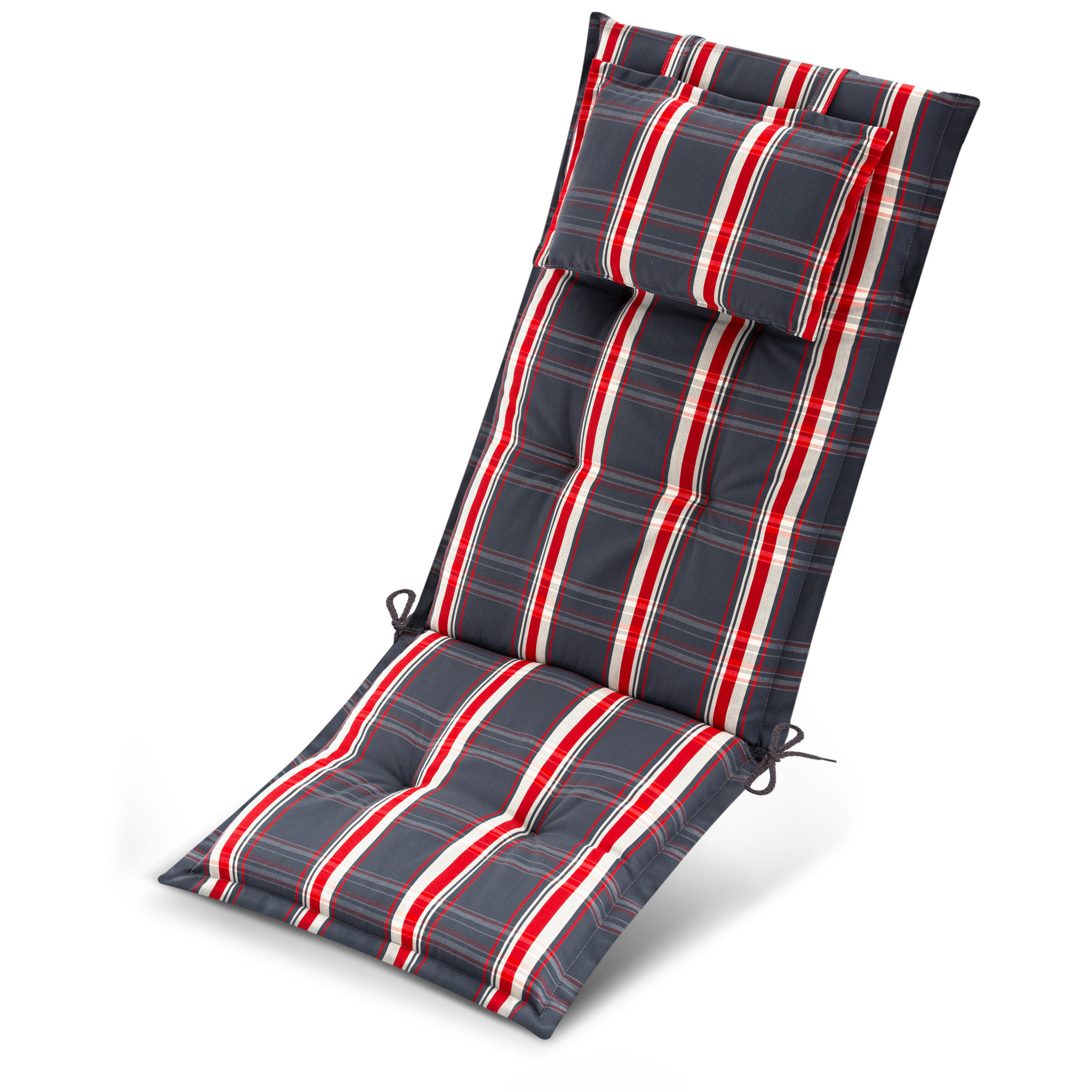 HOCHLEHNERAUFLAGEN Highlux HL 120x52x7cm Grau-Rot-Kariert - Multicolor, Textil (52/7/120cm) - Beautissu 