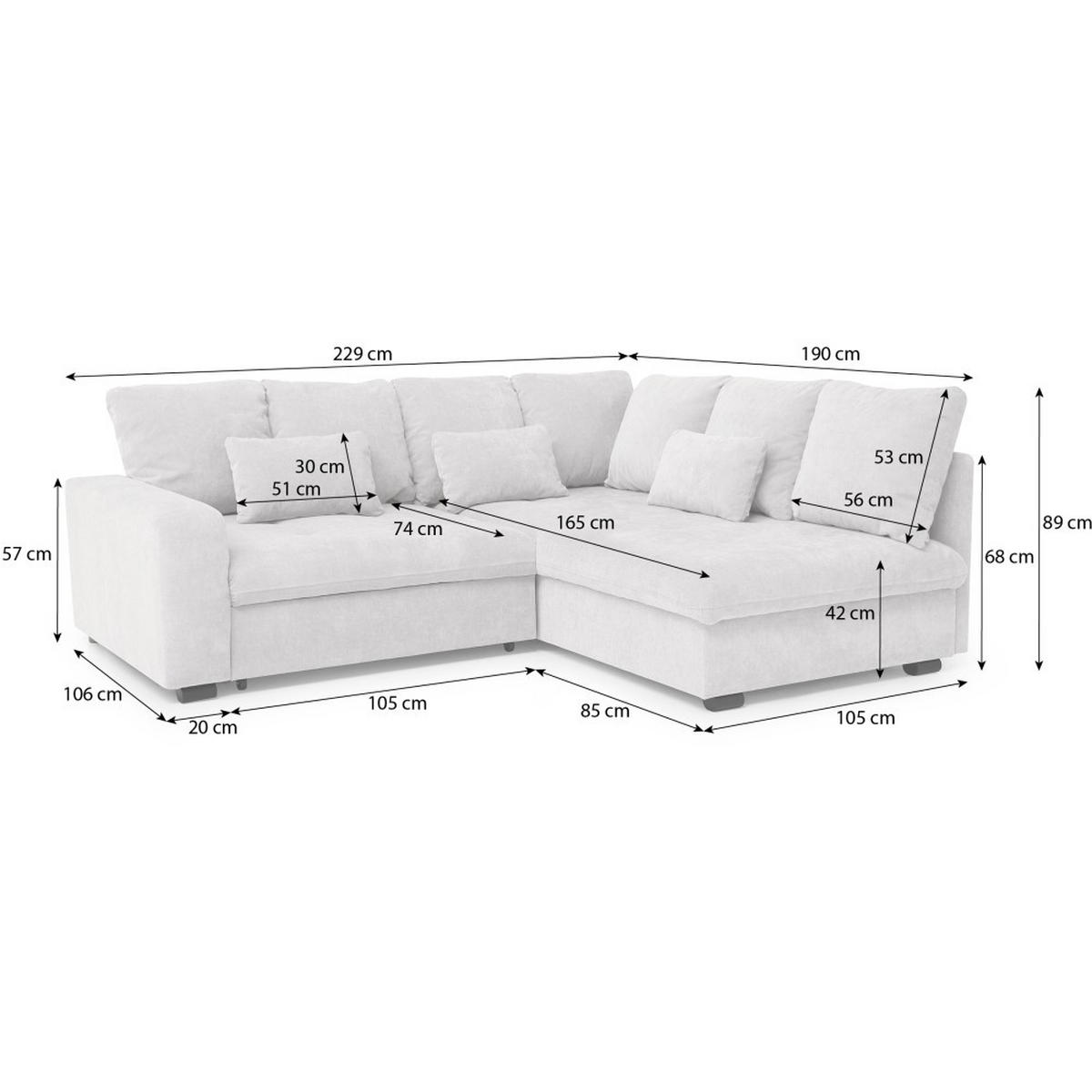ECKSCHLAFSOFA Ramo mit Bettkasten, Topper gratis, Grau, rechts - Schwarz/Grau, Textil (229/190cm) - Beautysofa