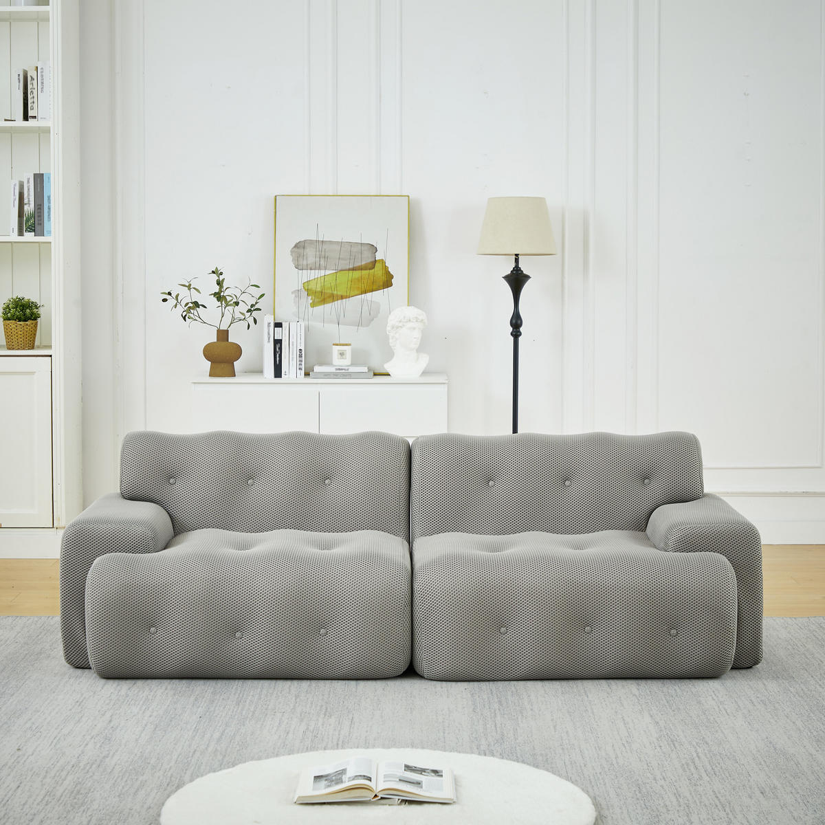 2-SITZER 224/104/66 cm grau aus Gewebe montagefrei - Grau, Textil (104/66/224cm) - OKMYHOME