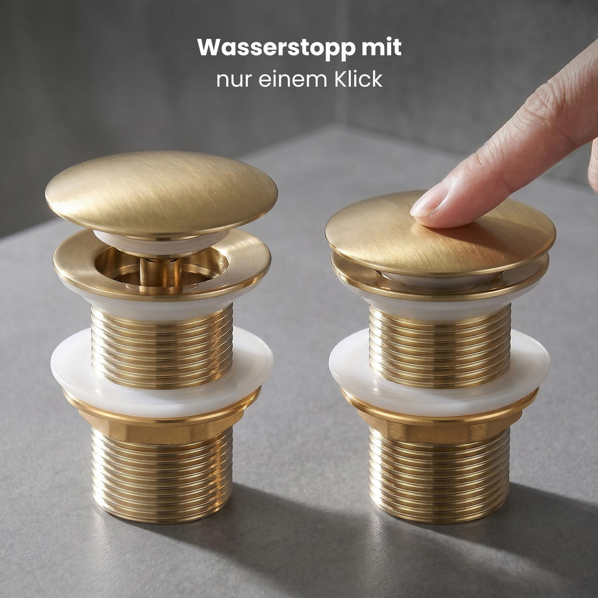 CLICK-CLACK-ABLAUFVENTIL Gold - Goldfarben, Metall (6.6/10.2/10.2cm) - Akord