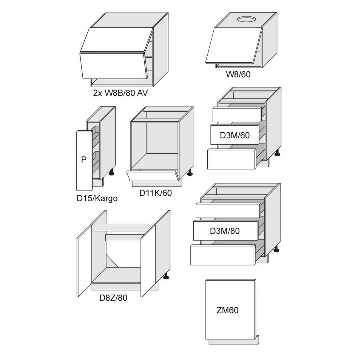 KÜCHENLEERBLOCK Florence weiß / RAL 9001 (K7) Cremeweiß Hochglanz & RAL 3012 (K7) Beigerot Hochglanz 9-teilig - Beige/Weiß, Holzwerkstoff (355/207/50cm) - Feldmann-Wohnen