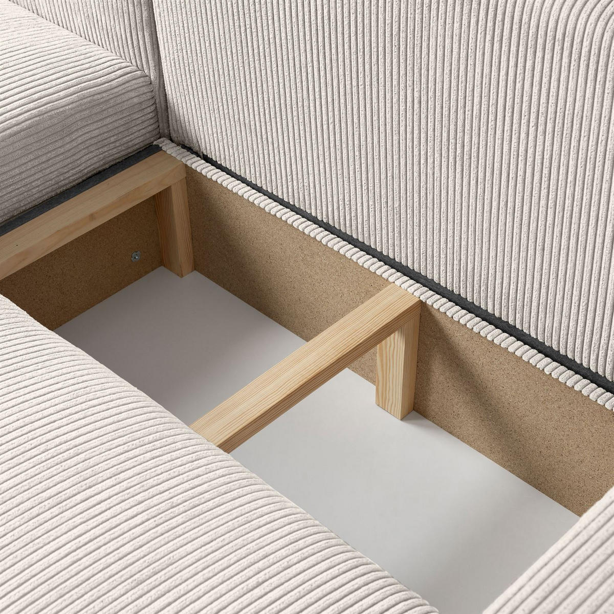 ECKSOFA OPERA L-Form mit Schlaffunktion und Bettkasten, Poso 100 - Ecru, Textil (247/143cm) - Lookway