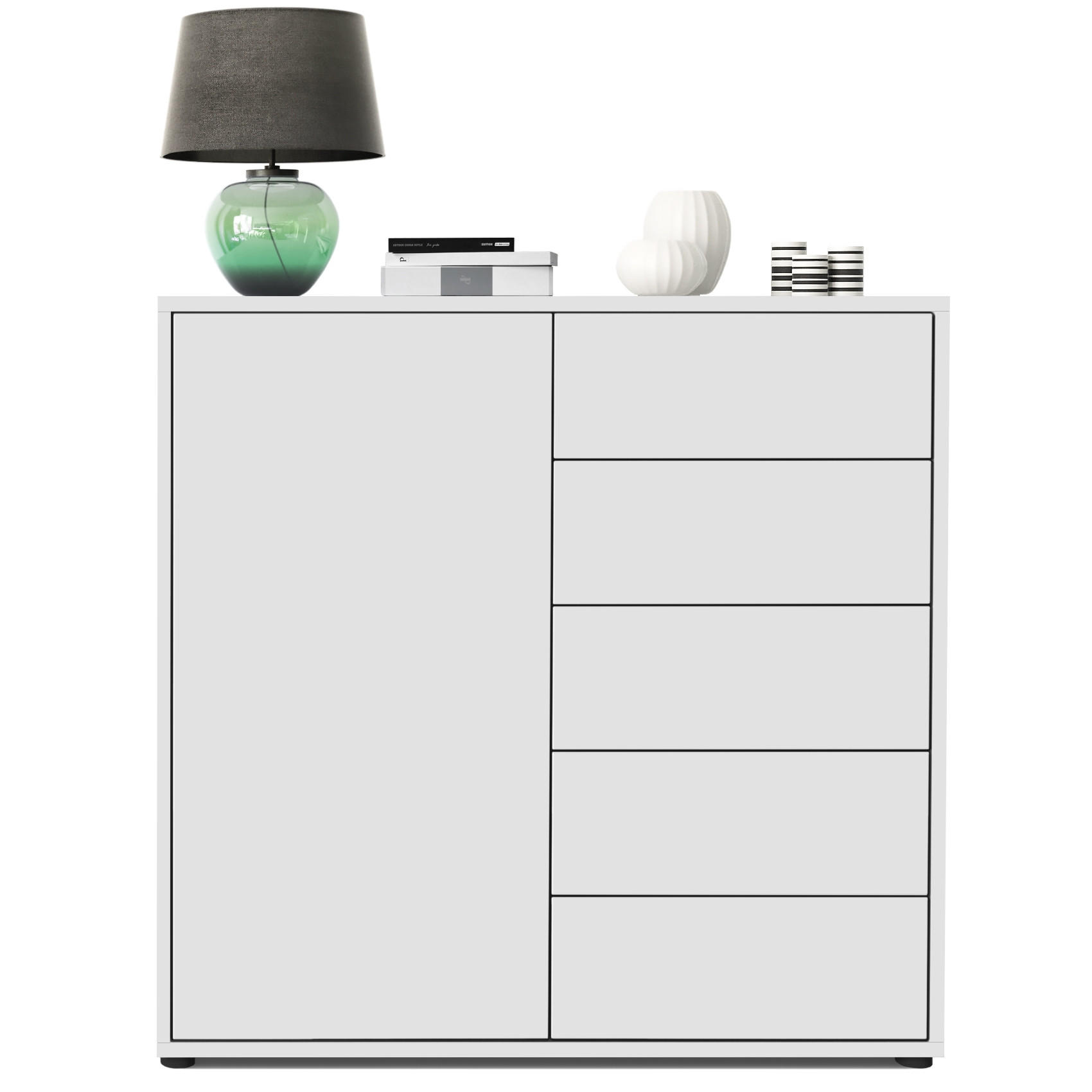 KOMMODE Ben Front in Weiß matt - Weiß, Holzwerkstoff (79/74/36cm) - Vladon
