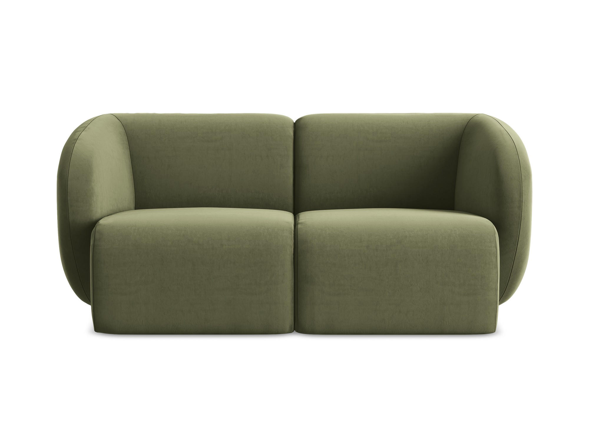 2-SITZER-SOFA Samt Stoff Grün - Schwarz/Olivgrün, Holzwerkstoff/Kunststoff (174/75/94cm) - Makamii