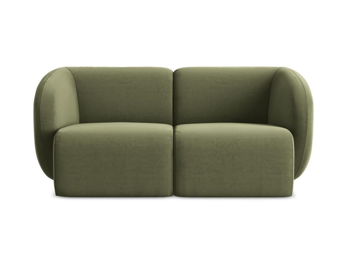 2-SITZER-SOFA Samt Stoff Grün - Schwarz/Olivgrün, Holzwerkstoff/Kunststoff (174/75/94cm) - Makamii