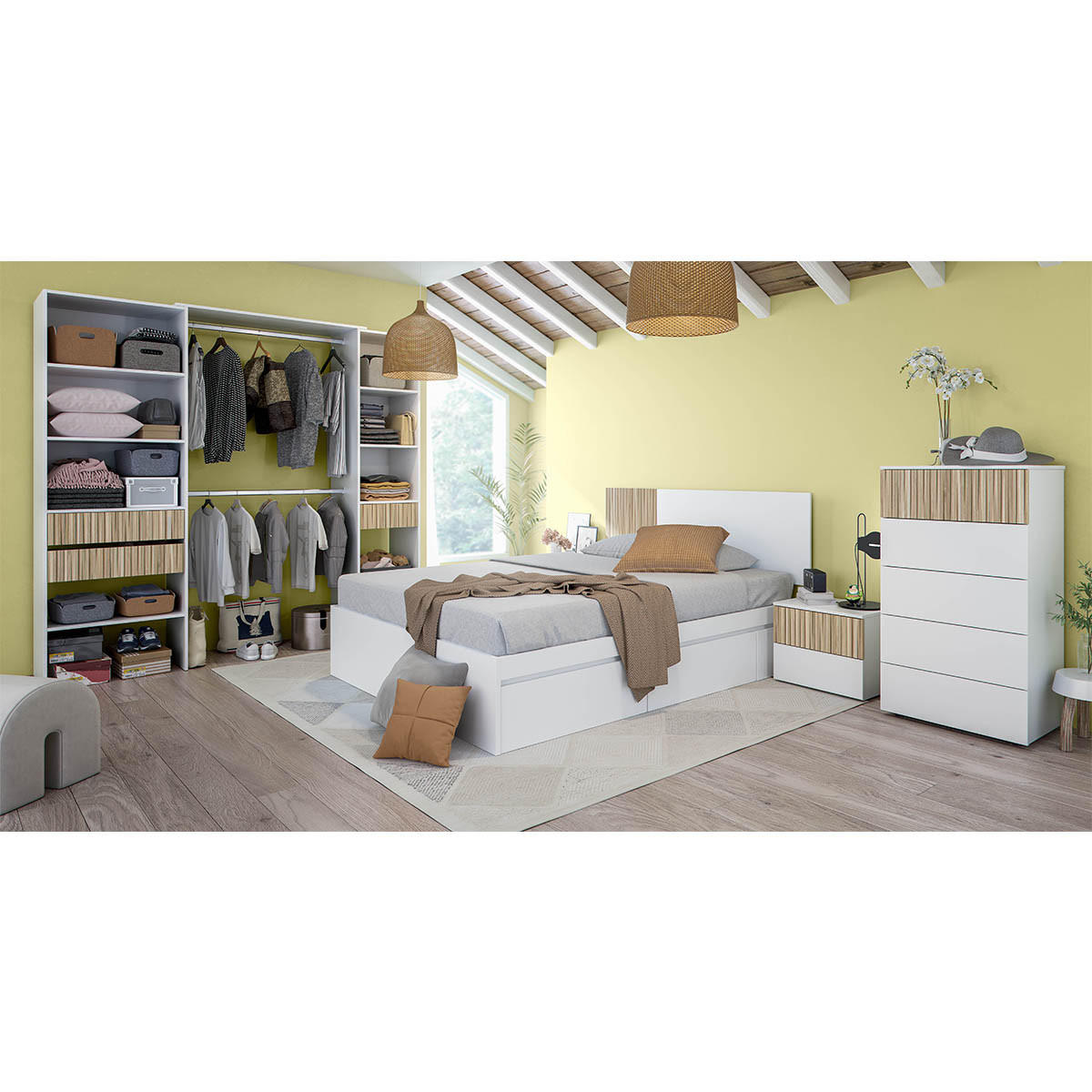 KOMMODE 5 Schubladen H109 cm - Ethna - Weiß, Holzwerkstoff (40/109/61cm) - Calicosy