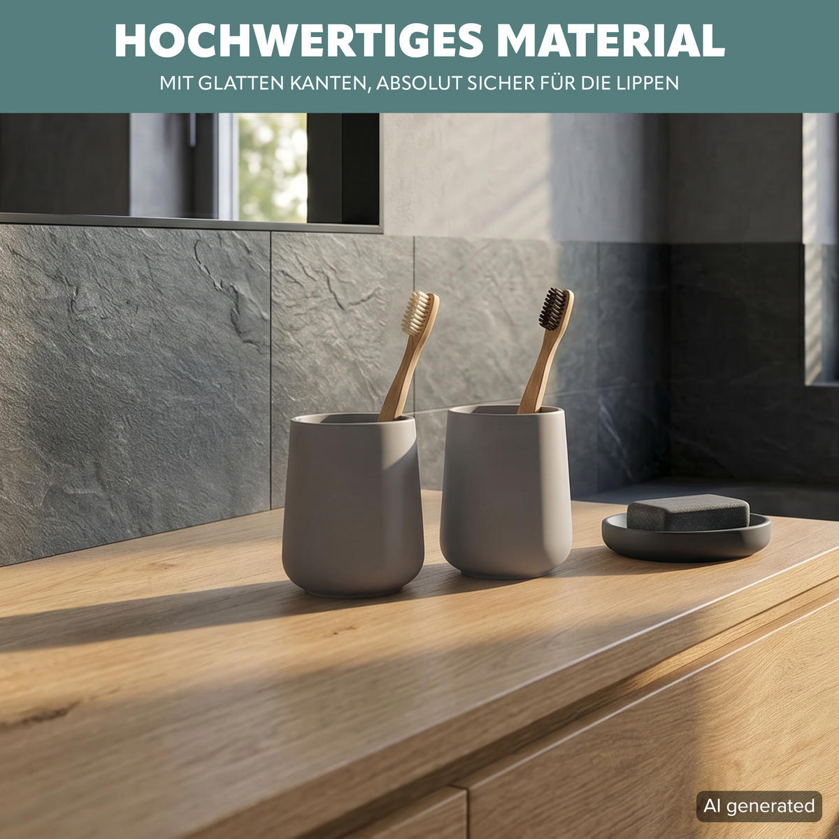 BECHER-SET TESERO 2tlg., Soft-Touch, braun - Braun, Kunststoff (8.5/10.5/8.5cm) - eluno