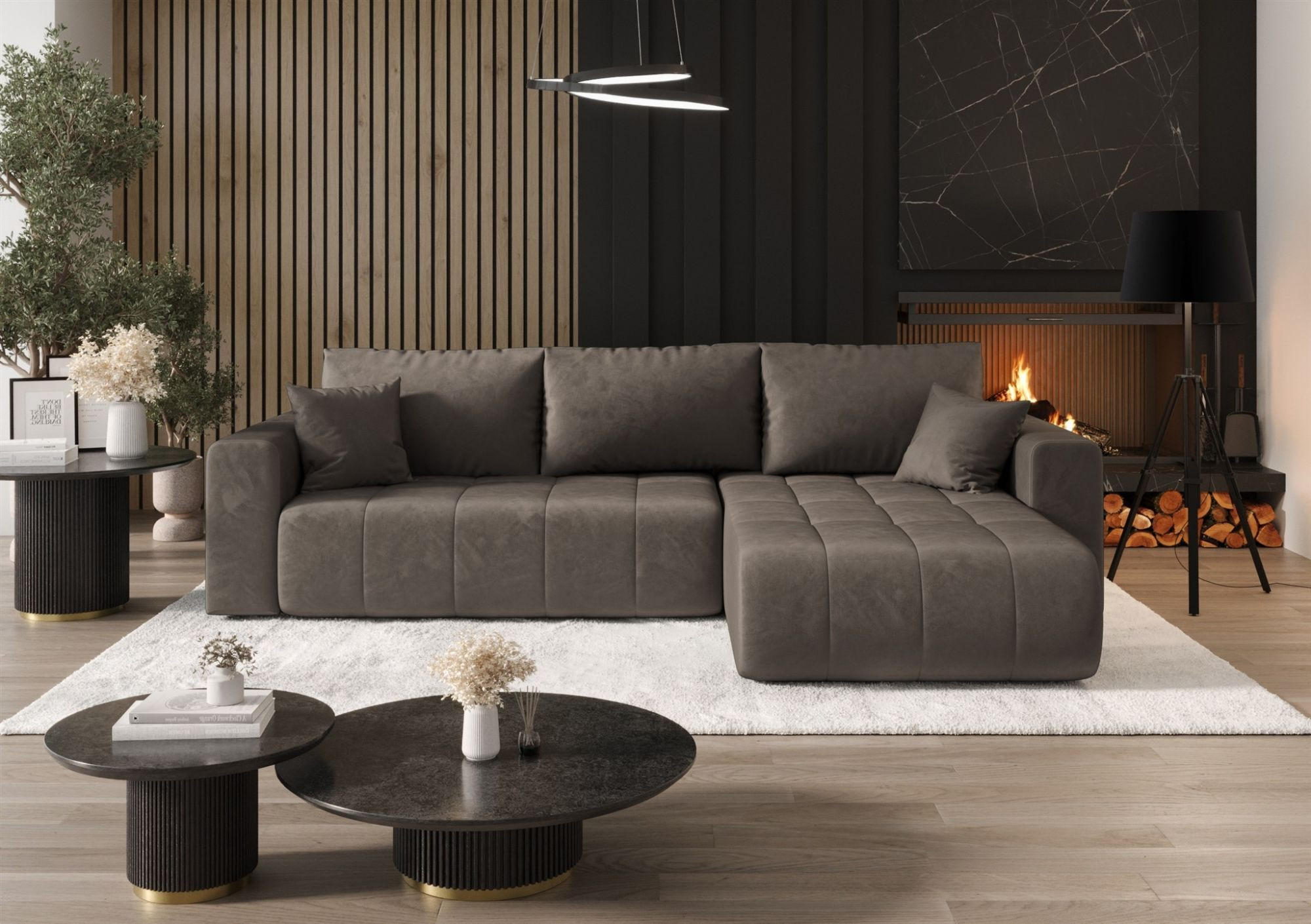 ECKSOFA Camila - Dunkelbraun, Holzwerkstoff/Textil (280/185cm) - Fun Möbel