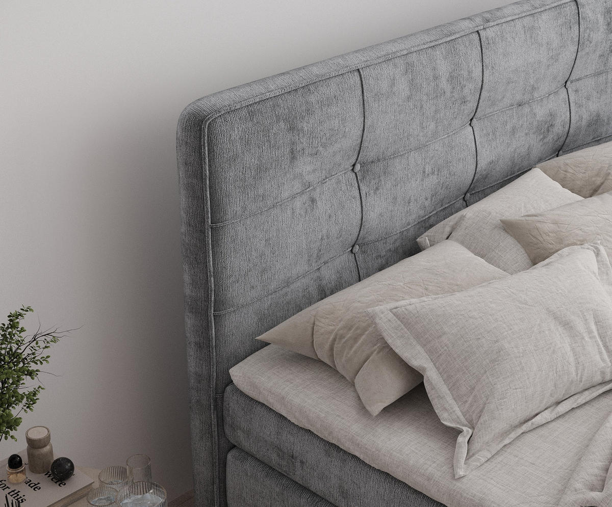 BOXSPRINGBETT Semplice Grau 140/200 cm - Schwarz/Grau, Holz/Holzwerkstoff (140/200cm) - Maison de Reve