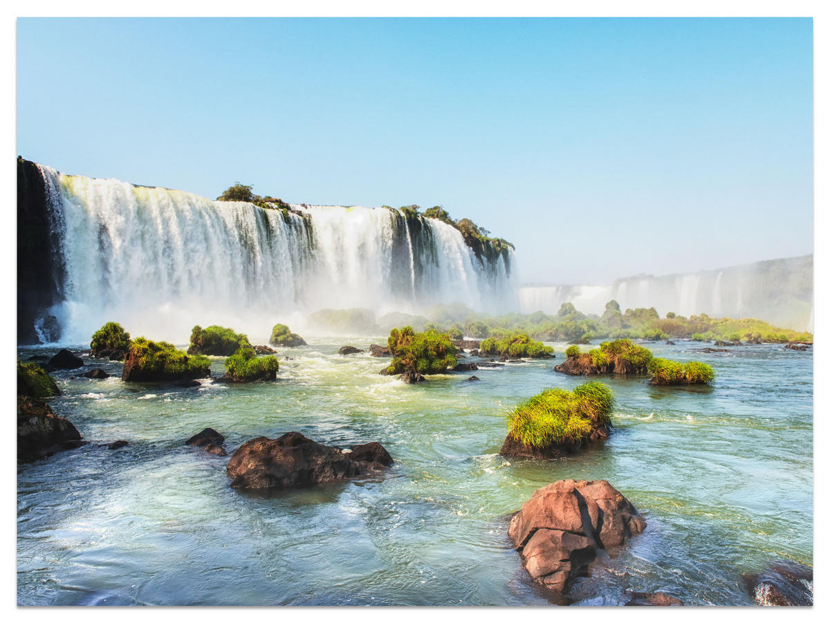 FOTOTAPETE für Schlafzimmer Wasserfall Felsen Natur Landschaft 200x140 - Beige/Orange, Papier (200/140cm) - Muralo