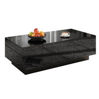 COUCHTISCH, mit Schiebefächern & 2 Schubladen, pflegeleicht, 100/50/31 cm, Schwarz Hochglanz - Schwarz, Holzwerkstoff (100/31/50cm) - Redom