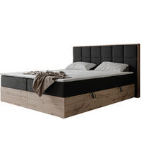 BOXBETT LAVIO II 180/200 cm, in Schwarz, mit Matratze und Topper - Schwarz, Holzwerkstoff/Textil (180/200cm) - Idohome