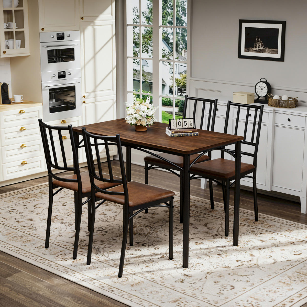 ESSGRUPPE DE-39329 5-teilig, mit 4 Stühlen Walnuss - Walnussfarben, Holzwerkstoff (110/76.5/60cm) - ComfortXL