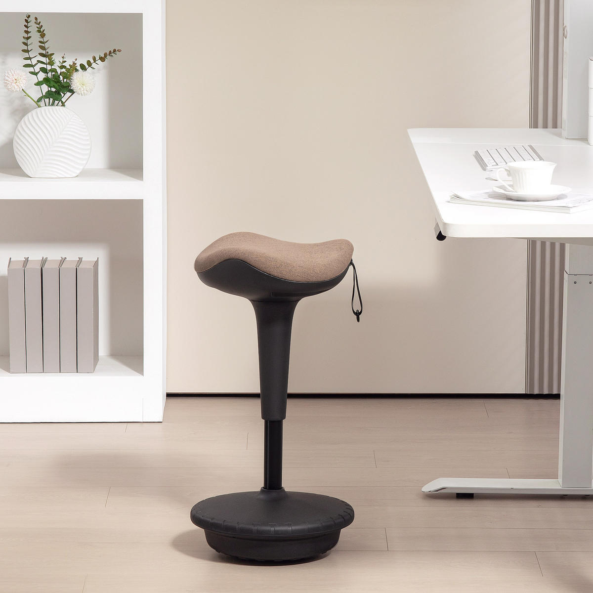 BÜROHOCKER mit Schwenkfunktion, ergonomischer Arbeitshocker, Braun - Braun, Textil (34/83.5/34cm) - HOMCOM