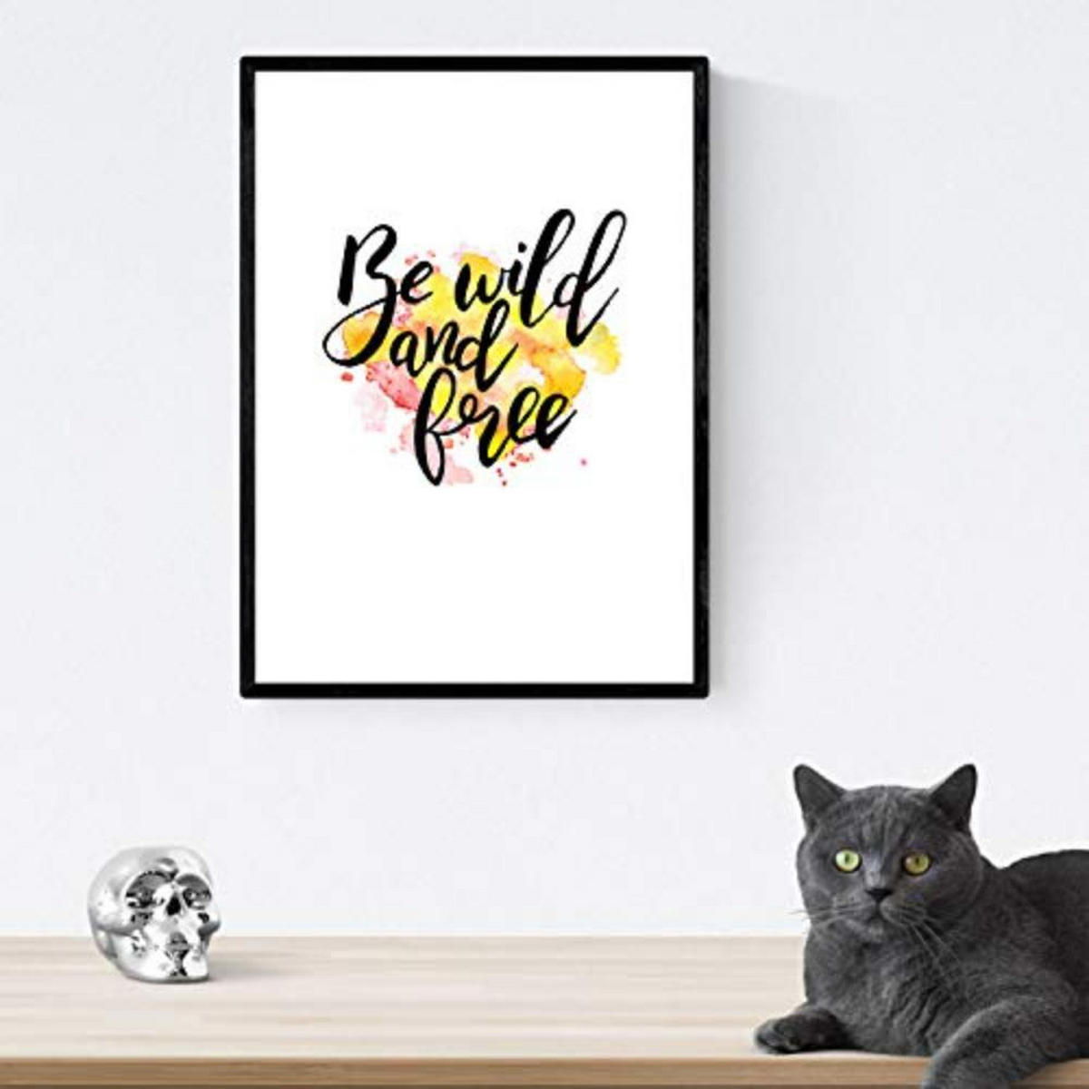 POSTER Set mit 4 glücklich und bunt ‚Brave‘ A3 Schwarzer Rahmen - Schwarz, Papier (29.7/3cm) - Nacnic