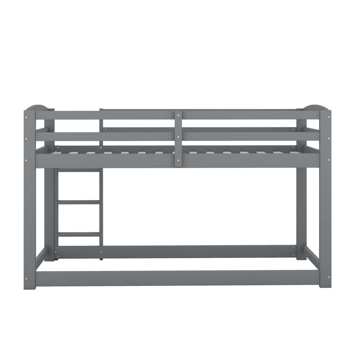 ETAGENBETT 90/200 cm mit niedriger Bauweise und Sicherheitsgeländer aus Kiefer massiv, Natur - Grau, Holzwerkstoff (90/200cm) - Redom