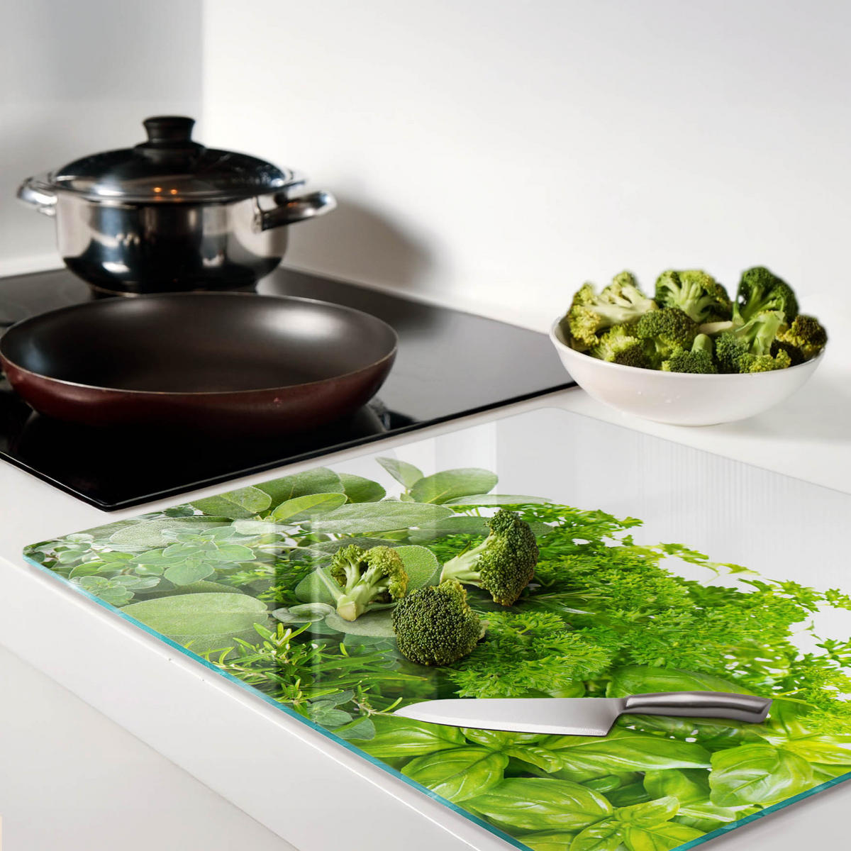 GLASPLATTE 60x52 cm Kräuter - Grün, Glas (60/0.4/52cm) - TULUP