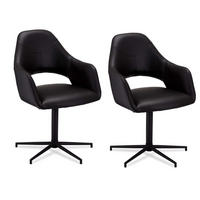 STUHL-SET 2 Stück in Kunstleder - Schwarz, Leder/Metall (59/89/64cm) - Furnhouse