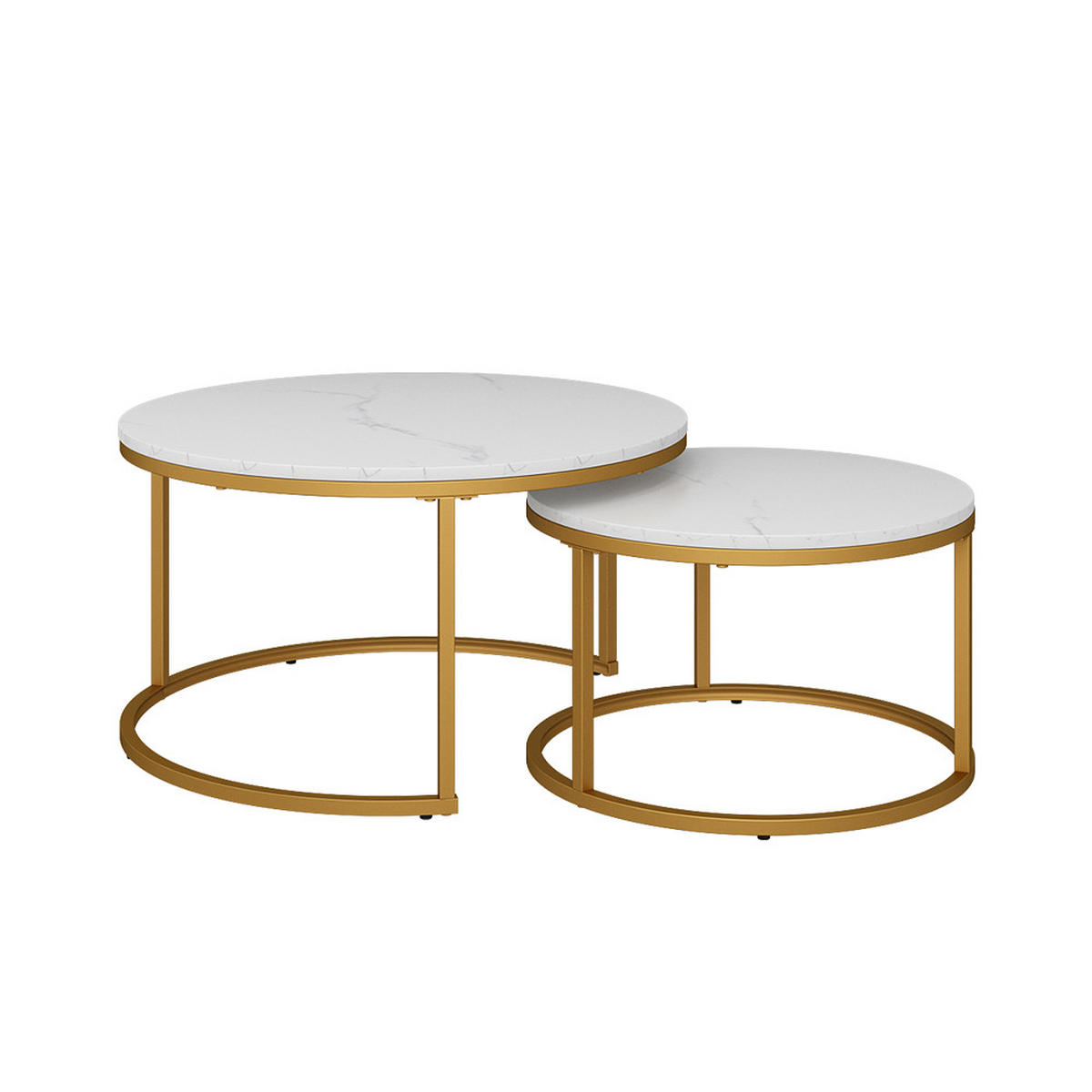 COUCHTISCH-SET Montreal Weiß/Gold 77 x 40 cm 2 Teile - Goldfarben/Weiß, Holzwerkstoff (40/77/40cm) - Vicco