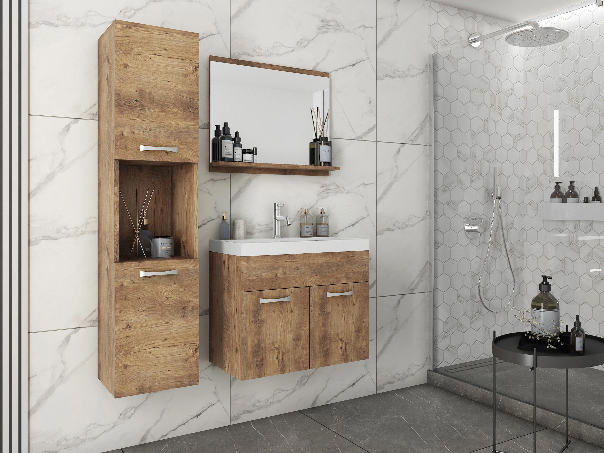 BADMÖBEL-SET Montreal - Braun, Holzwerkstoff (30/132/30cm) - MIRJAN24