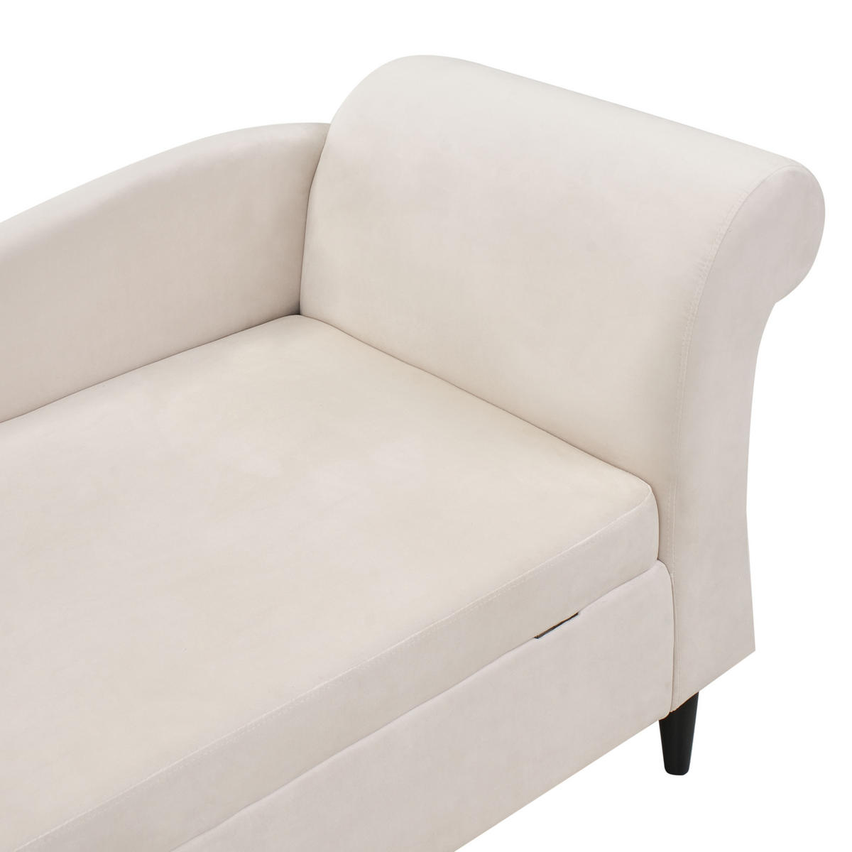 ČALOUNĚNÉ LEHÁTKO CHAISE LONGUE PRAVOSTRANNÉ Sametová látka Béžové s úložným prostorem Luiro - černá/béžová, textil (160/77/70cm) - Beliani