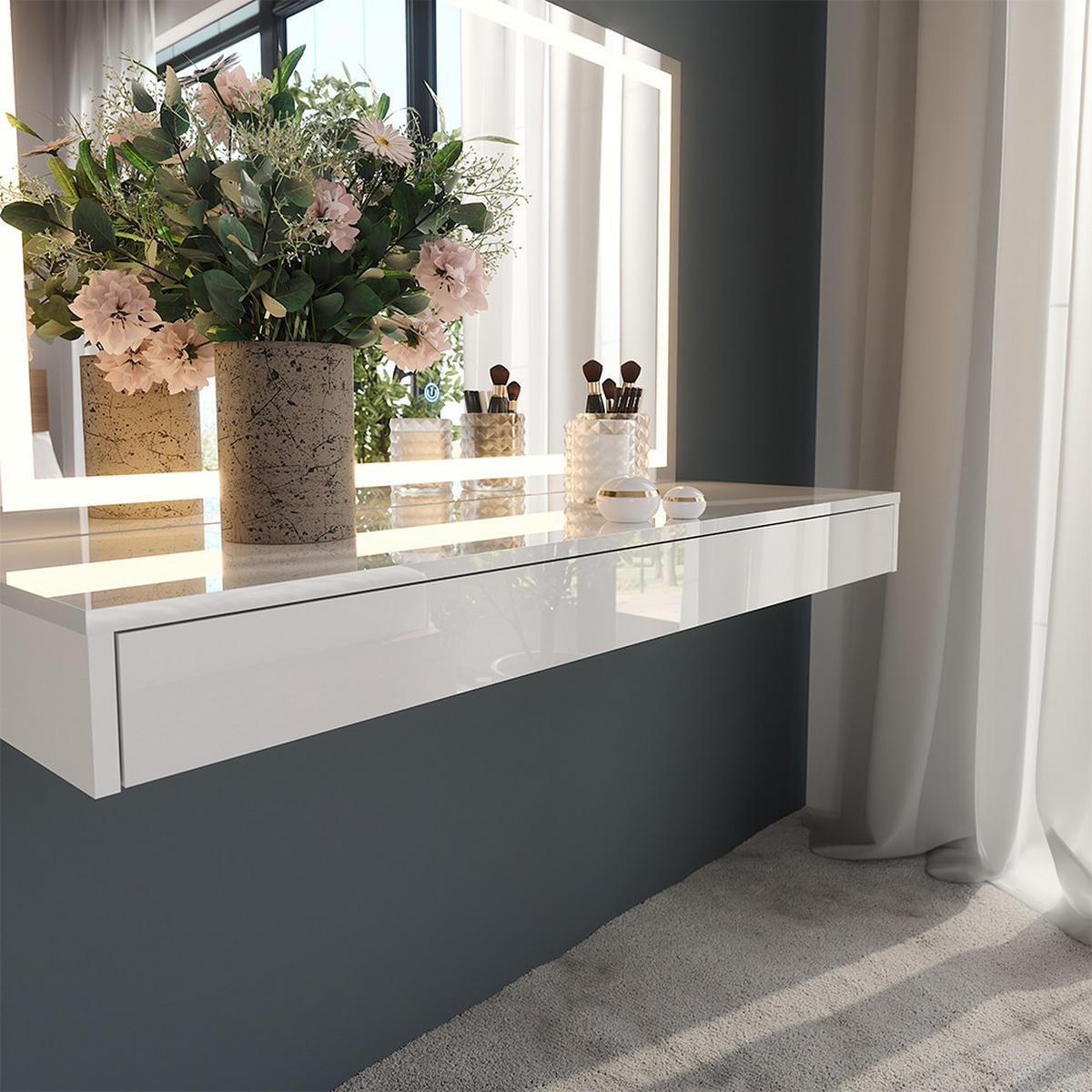 TOALETNÍ STOLEK Sherry Bílá - bílá, kompozitní dřevo (120/12/40.1cm) - Vicco